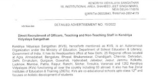 KVS Recruitment 2022 13404 Teaching & Non Teaching Posts