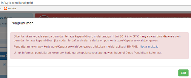 gambar Mulai 1 Juli 2017 info GTK hanya akan bisa diakses oleh guru Yang Terdaftar di Komunitas SIM PKB