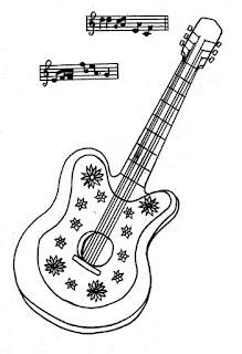 Desenho de guitarra para colorir