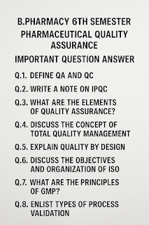 Quality Assurance important questions carewell pharma Quality Assurance important questions 6th sem B pharmacy 6th sem question papers RGUHS PDF Carewell pharma 6th sem important questions B Pharmacy 6th semester Quality Assurance Unit 3 notes Pharmaceutical quality Assurance MCQ with answers PDF Quality assurance questions and answers PDF Quality assurance book PDF B Pharmacy
