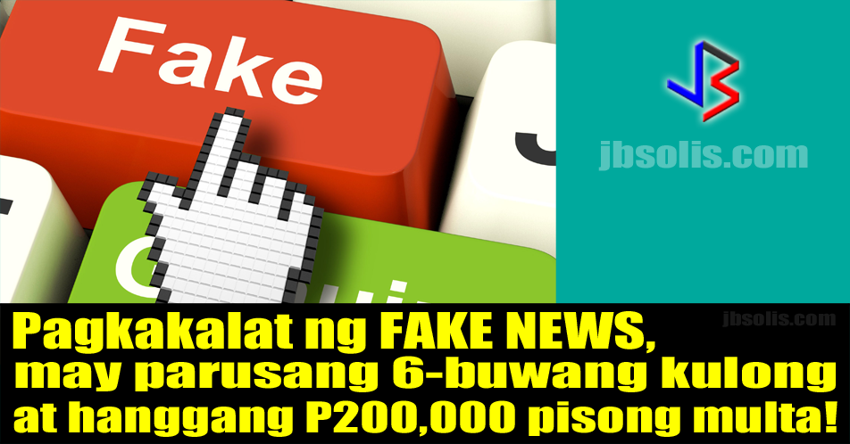 President Duterte signed into law this week Republic Act 10951, or the Amendment to the Revised Penal Code. The new law includes a provision imposing penalties on a person found guilty of spreading fake news that might affect public order.  With the prevalence of fake news from all sides of the political and social spectrum, Duterte signed the law that amended the 87-year-old Revised Penal Code that also placed penalties on unlawful use of publication and unlawful spoken statements.  Article 154, Section 18 of the act provides a penalty of arresto mayor - that's one month and one day up to six months in prison. Included in the penalty is a fine ranging from P40,000 to P200,000. The penalty used to be only ₱200 to ₱1,000 only.  The punishment may be imposed against any person who by means of print, lithography or any other methods of publication shall publish or cause to be published as news any "false report that might endanger public order or damage the interest or credit of the state."  The statement "other methods of publication" could also mean online publications. A majority of fake news nowadays is spread online via social media sites, web pages and video streaming.  The law also covers any person who shall maliciously publish, or cause to be published any official resolution or document without proper authority or before they have been published officially. This means leaking of government documents will merit penalties of prison sentence and fine.  The printing, or causing to print, and the distribution of published or distributed books, pamphlets, periodicals or leaflets which do not bear the real printer’s name, or which are classified as anonymous is also punishable under RA 10951.  The measure will take effect 15 days after its publication in at least two major newspapers. It will be applicable to pending cases before the courts where trial has already started.   sources: Rappler, PhilStar