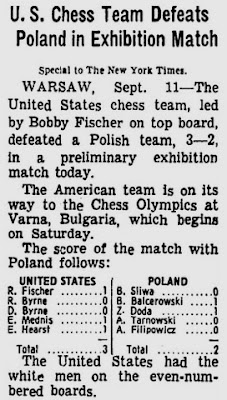 U.S. Chess Team Defeats Poland in Exhibition Match