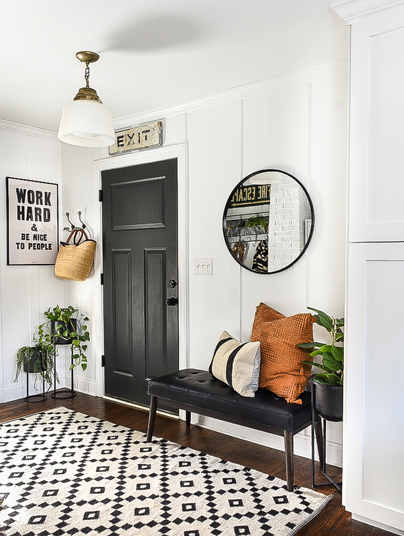 vintage modern decorated mudroom