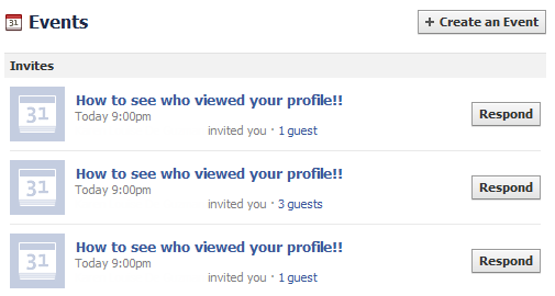 Facebook SCAM How to See Who Viewed Your Profile Event Invitation