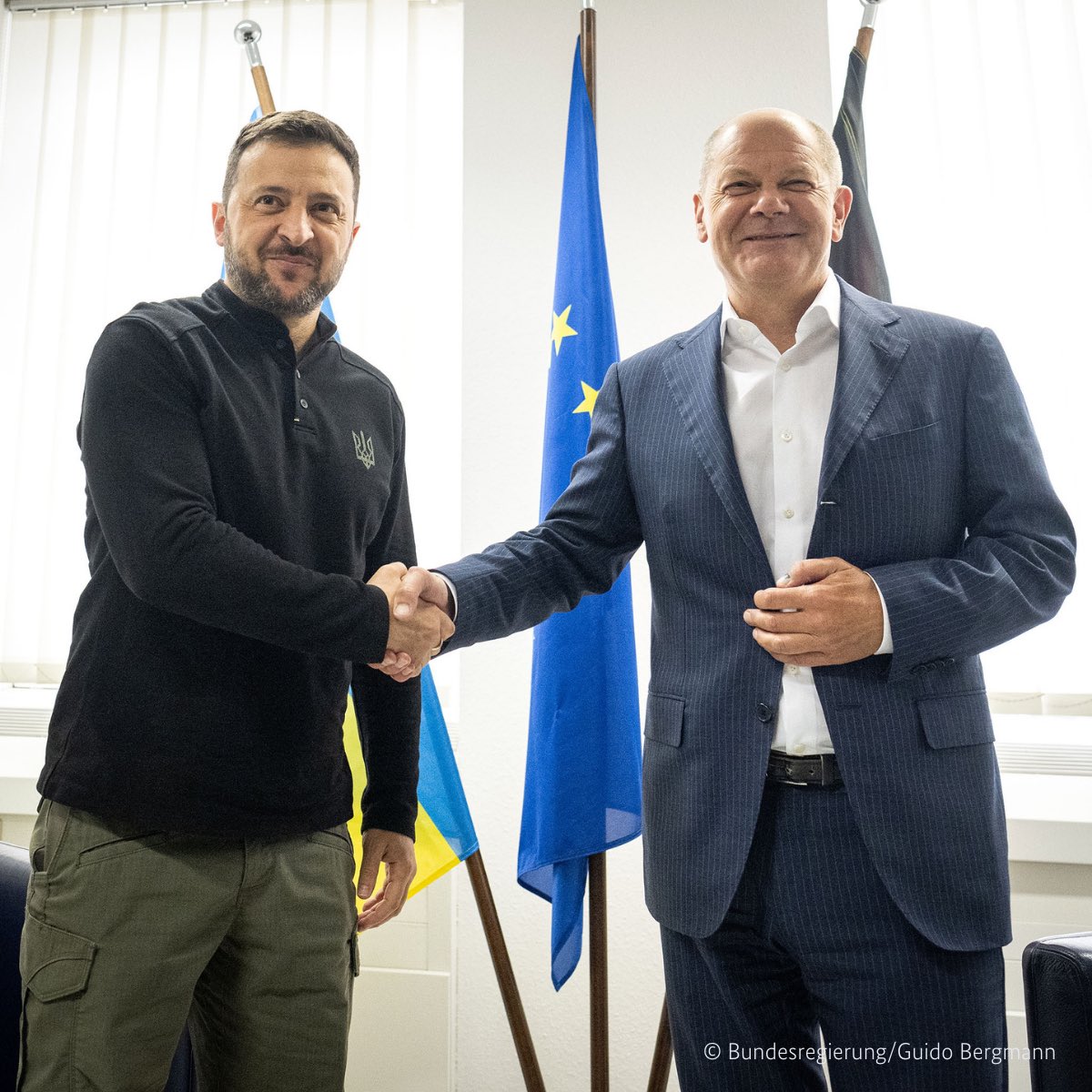 German Chancellor, Bundeskanzler Olaf Scholz, receives President of Ukraine, Volodymyr Zelenskyy, in Frankfurt, Germany
