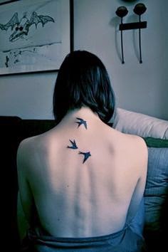 Women With Single Birds Tattoo, Women Back With Single Birds Tattoos, Single Bird Design Tattoo For Women, Women Back Birds Design Tattoo, Women, Parts, Birds,
