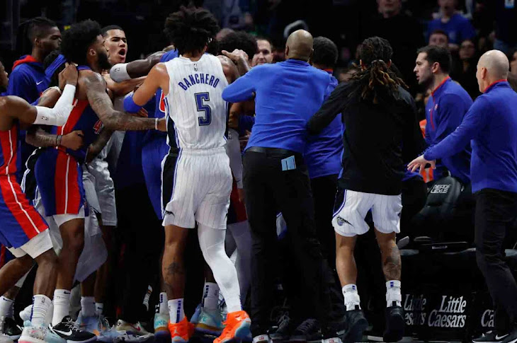 The NBA Suspened 11 Players After Pistons And Magic Scuffle