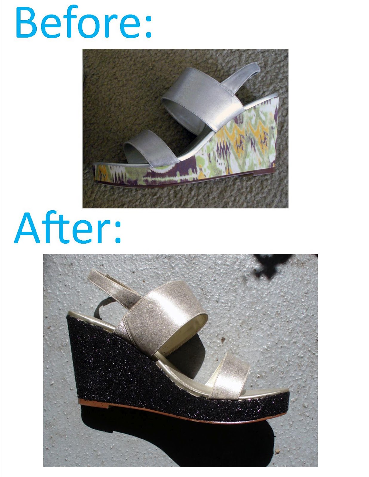 DIY Glitter Wedge Shoe Heel