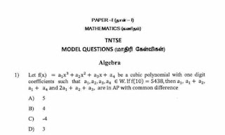 தமிழ்நாடு முதலமைச்சர் திறனாய்வுத் தேர்வுக்கான மாதிரி வினாத்தாள் - 2