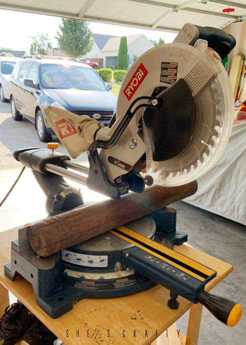 Miter saw to cut down table let for candle holder.