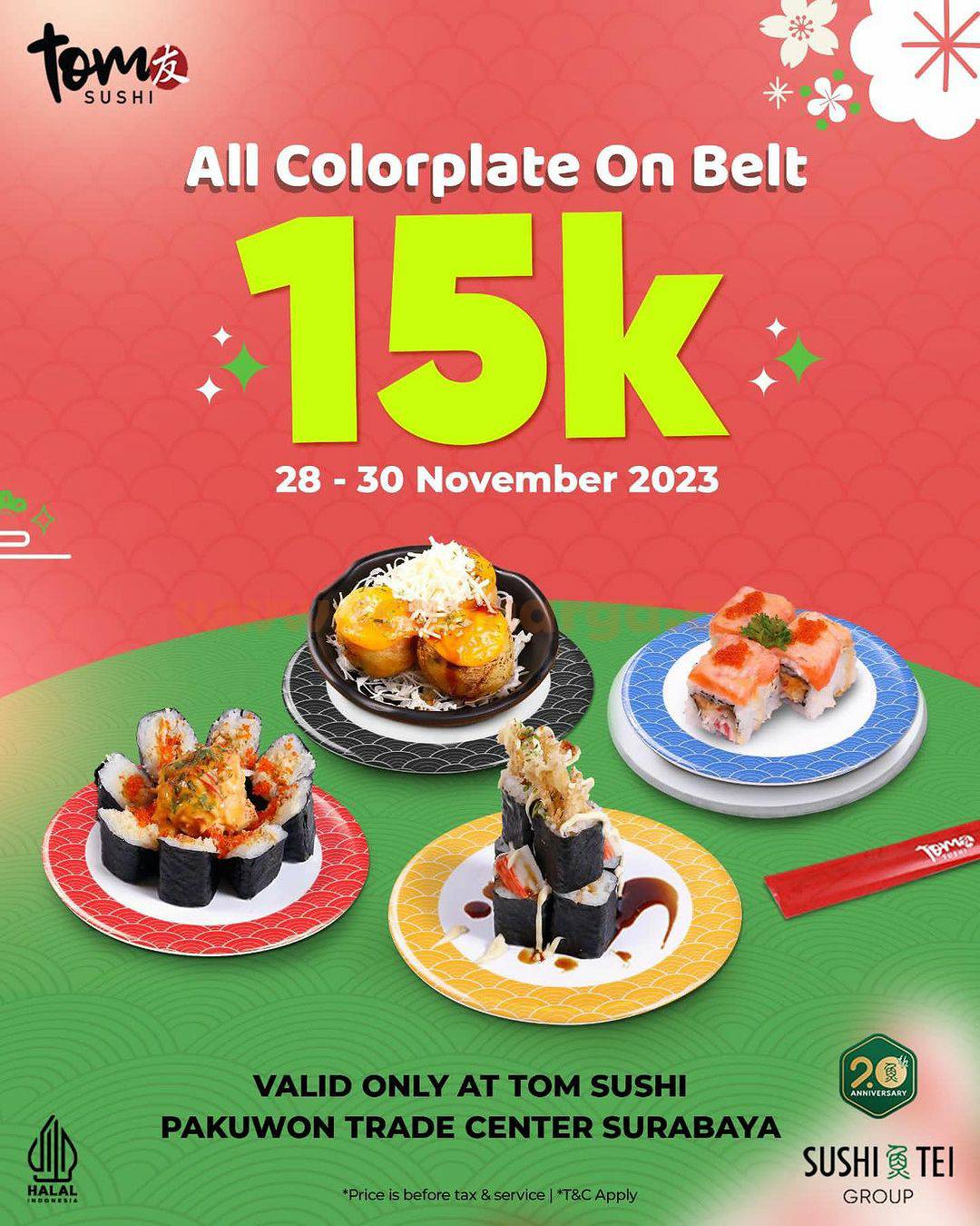 TOM SUSHI Promo HARGA SPESIAL ALL COLORPLATE ON BELT CUMA 15K