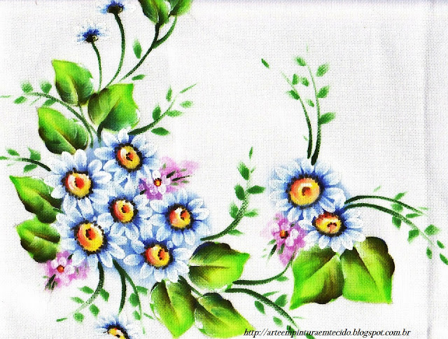 pintura em tecido flores margaridas