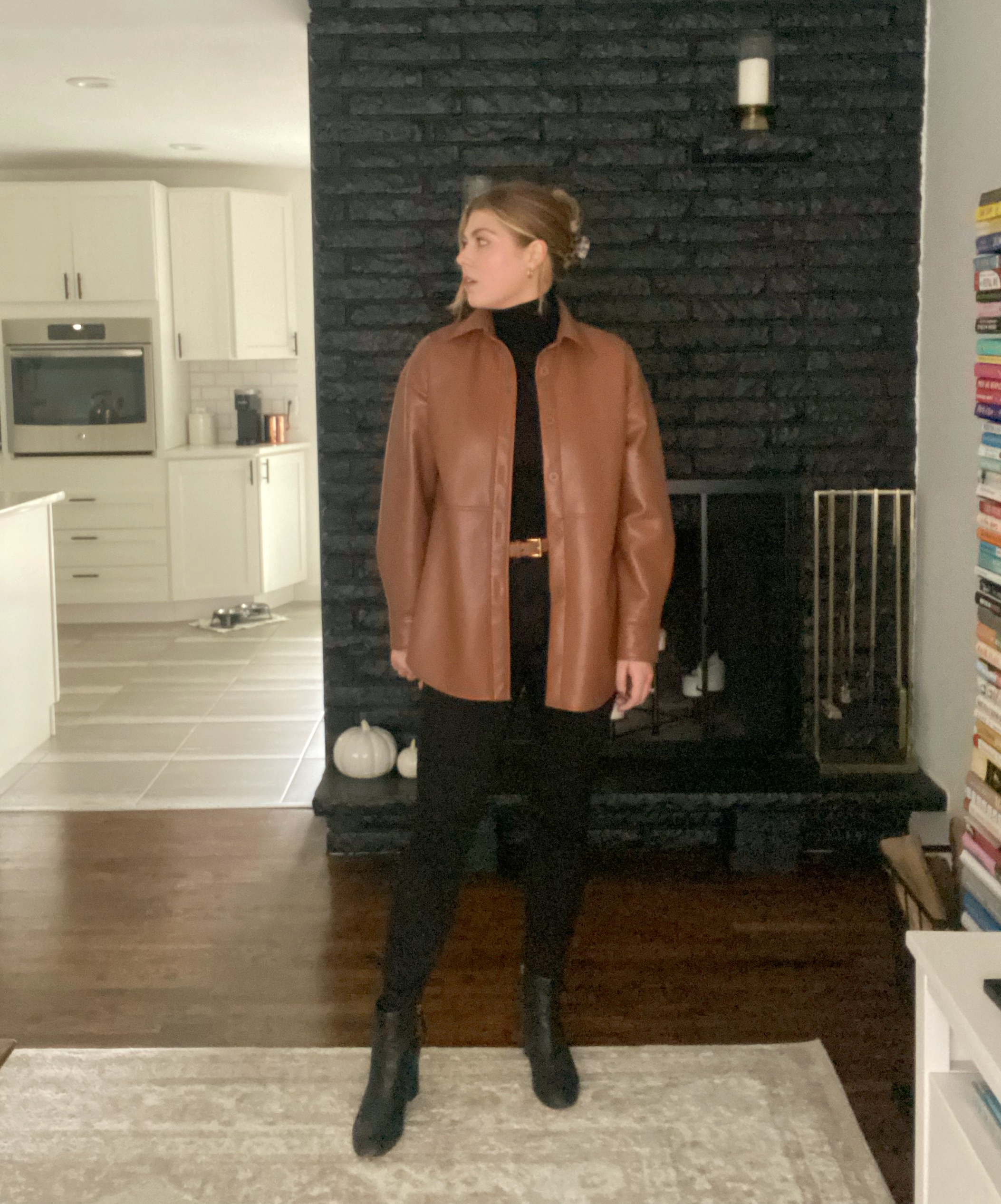 4 ways to style a faux leather shacket