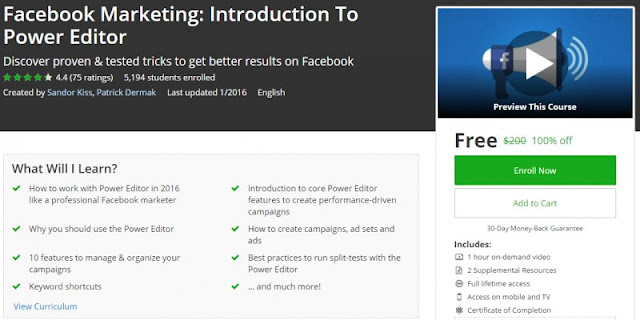 [100% Off] Facebook Marketing: Introduction To Power Editor| Worth 200$