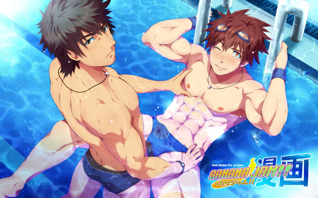 Color, yaoi, bara, Black Monkey, swimming, CG, Deeper