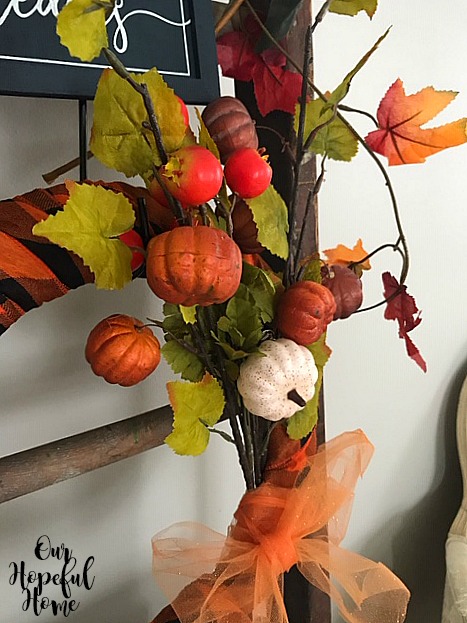 pumpkin and pomegranate picks fall wreath orange glitter tulle