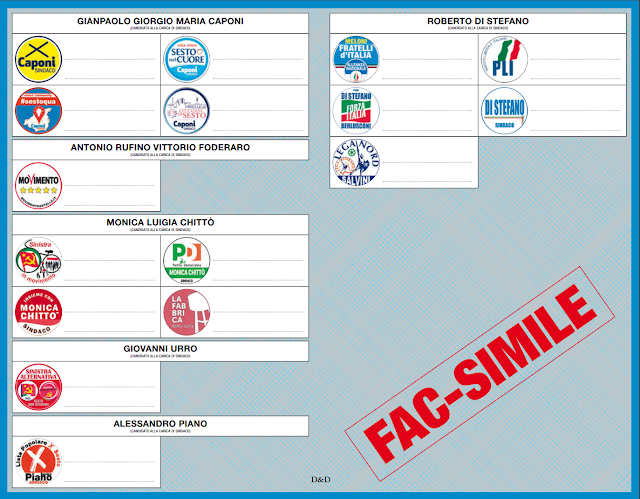 Fac-Simile scheda elezioni comunali SESTO SAN GIOVANNI 2017