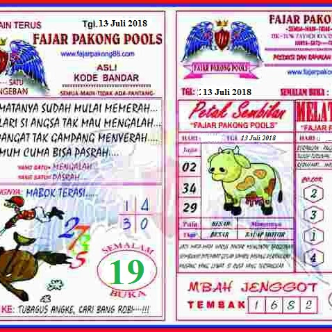 Kode Syair Fajar Pakong 14 Juli 2018