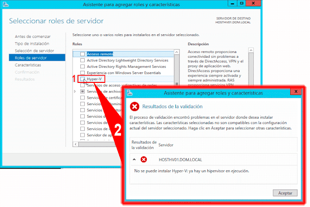 No se puede instalar Hyper-V: ya hay un hipervisor en ejecución.