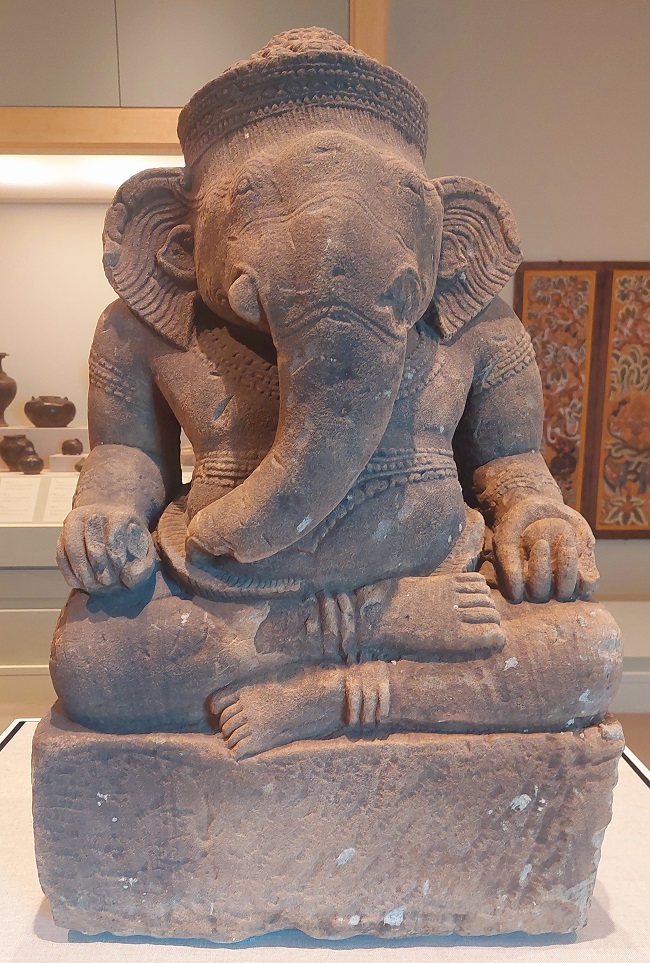 Seated Two-Armed Ganesha, God of Success, 10th century Koh Ker style (921-944), Khmer period (802-1431) by an unidentified artist in Burira province, Thailand | Sandstone