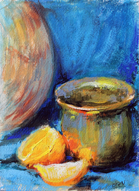 Blue & Orange, original painting by Christy Olsen