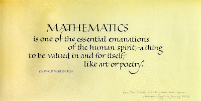 Mathematics is one of the essential emanations of the human spirit, - a thing to be valued in and for itself, like art or poetry – Oswald Veblen 1924 (NAMSSN UNIZIK)