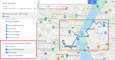 Google My Maps - Itinéraire