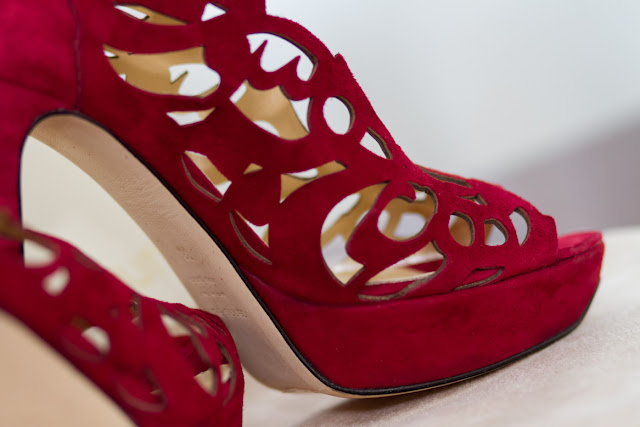 AENNIS EUNIS RED LASER CUT PEEP TOES