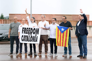 Los siete líderes independentistas de Cataluña presos en Lledoners salen de prisión tras los indultos.JOSEP LAGOAFP