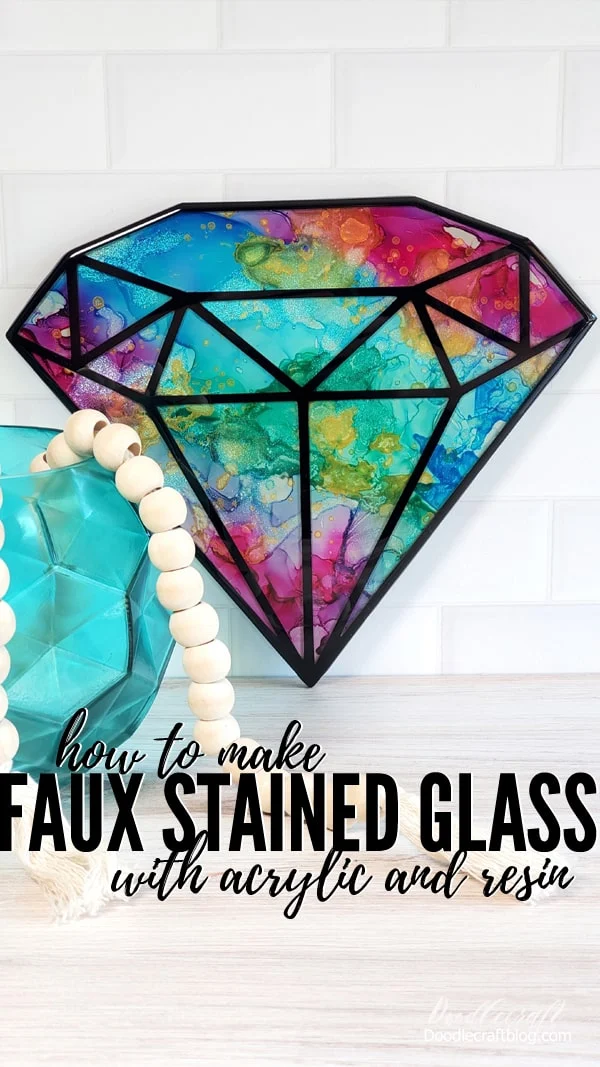 How to Make Faux Stained Glass with Acrylic & Resin Make a gorgeous faux stained glass with acrylic and resin for the perfect home statement piece. This beautiful resin creation is easy to make with a few supplies, and a laser cutter. Make this fun stained glass in any pattern or style you like, this diamond pattern is just a starting point.