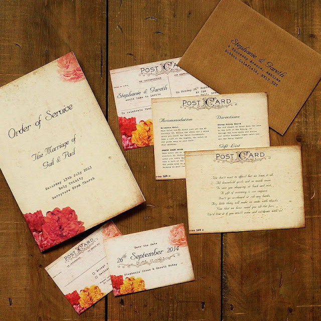 Floral-Vintage-Postcard-shabby-chic-Wedding-Invitation