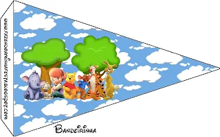 Banderines para imprimir gratis de  Winnie de Pooh y sus amigos.