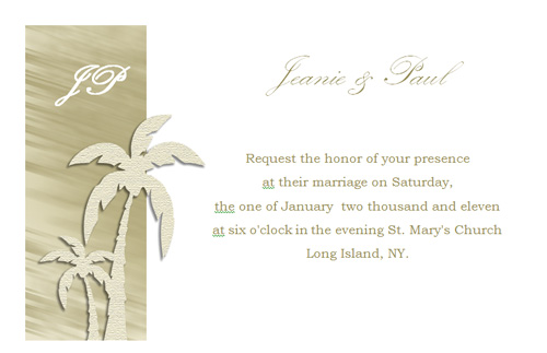 Beach wedding invitation Finished Size 215 x 14 cm