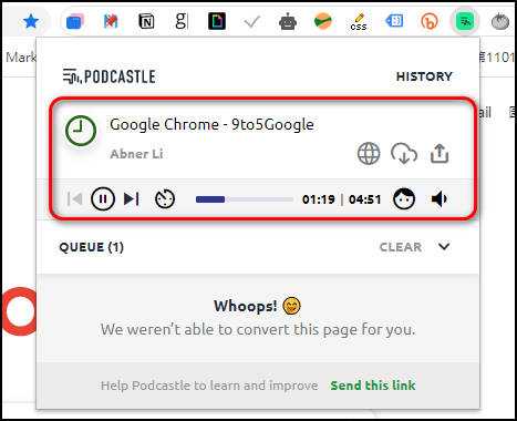 Podcastle AI：瞬間把網頁文章轉換為Podcast音檔做下載分享（Chrome / Edge 擴充功能）