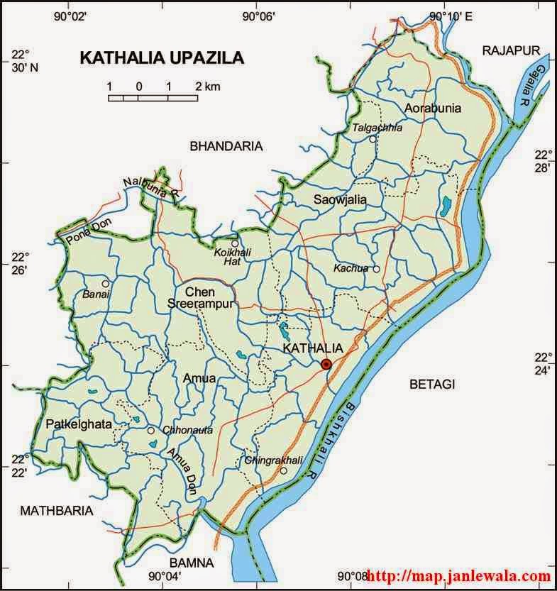 kathalia upazila map of bangladesh