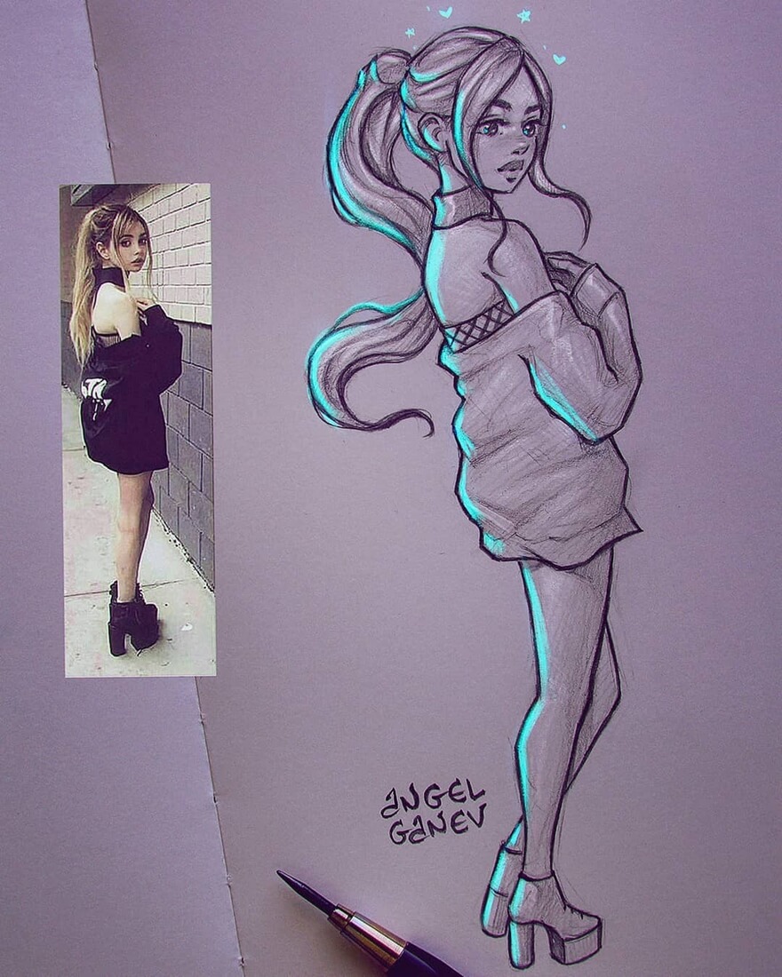 pic Angel Ganev Art Sketches luminous pencil portraits that glow