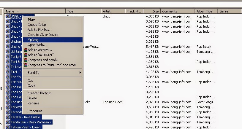 merubah metadata info file lagu mp3