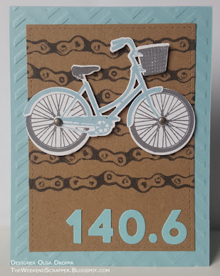 Handmade card for Ironman 140.6 triathlon distance using PTI Pedal Pusher, Modern Numbers, Technique Tuesday Borderline Industry adn 