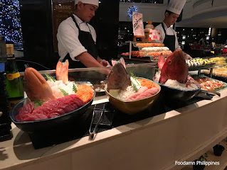 fresh seafoods for japanese sushi and sashimi at spiral buffet in sofitel