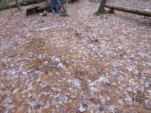 square of ice where a tent was