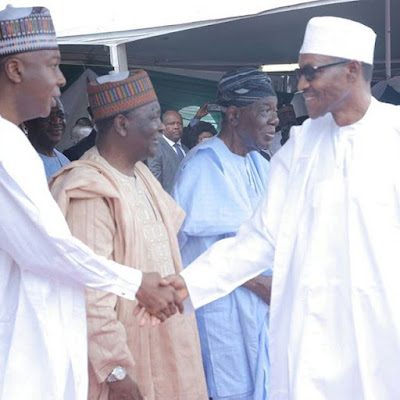 Buhari,Saraki and Yakubu Gowon at Nigeria 55th independence day celebrations