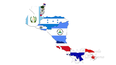 Mapa con banderas de Centro América