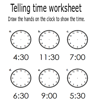 early education telling the time worksheets