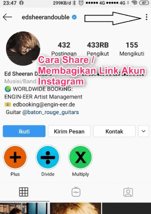 Cara Share  Membagikan Link Akun Instagram