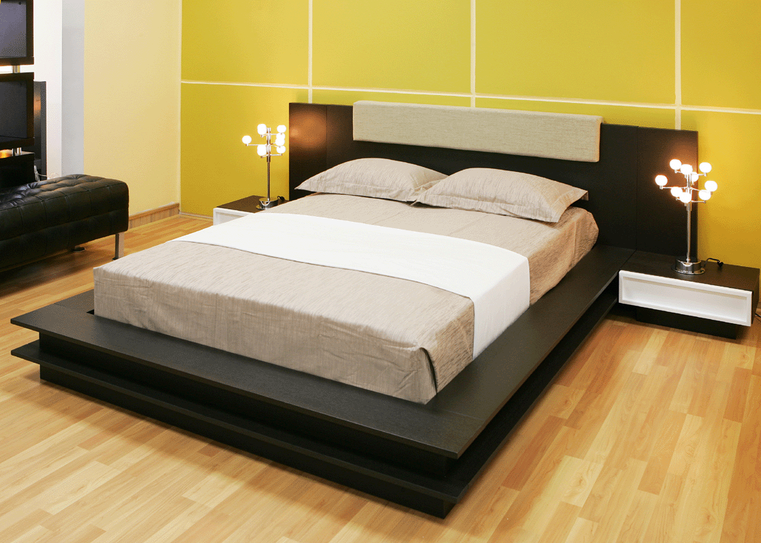 Yellow bedroom furniture with spacious rooms landscape