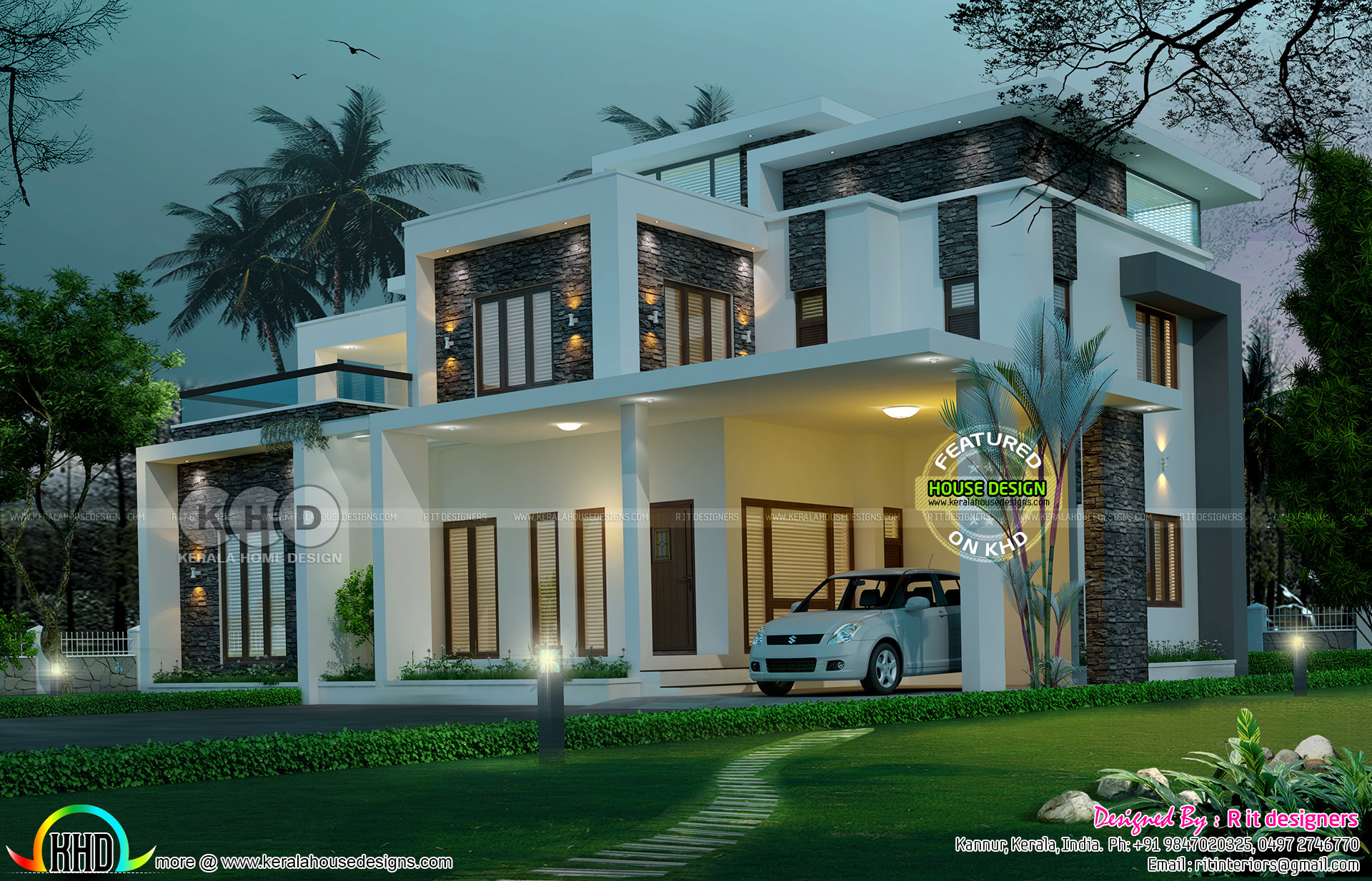 5 bedroom luxurious contemporary model flat roof house 