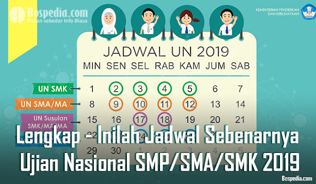 Lengkap - Inilah Jadwal Sebenarnya Ujian Nasional SMP/SMA/SMK 2019