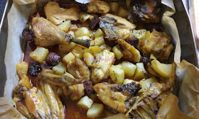 Pollo arrosto con chorizo e patate