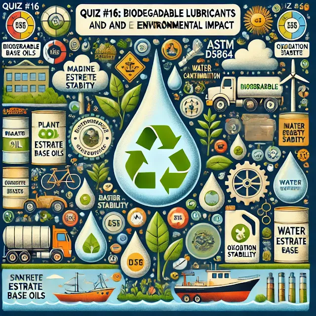Quiz #16: Test your knowledge on biodegradable lubricants and their environmental impact. Learn about benefits, applications, and standards for eco-friendly oils.