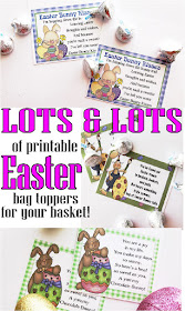 These printable Easter bag toppers are the perfect addition to your Easter basket this year.  They make simple and sweet gifts for everyone on your list, including your kids, Sunday School class, friends, co-workers, neighbors, and surprise Easter baskets. #easter #easterprintable #bagtopper #diypartymomblog